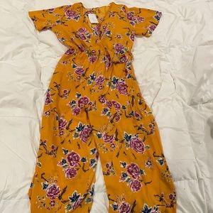 Sienna Sky yellow floral midi jumpsuit SZ M